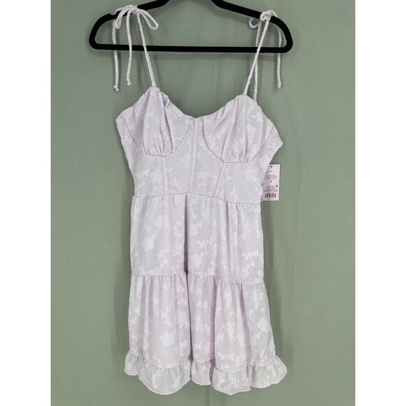 Wild Fable Dress Womens Small Purple Mini Lavender Pastel Tiered Milkmaid Boho - Picture 6 of 8